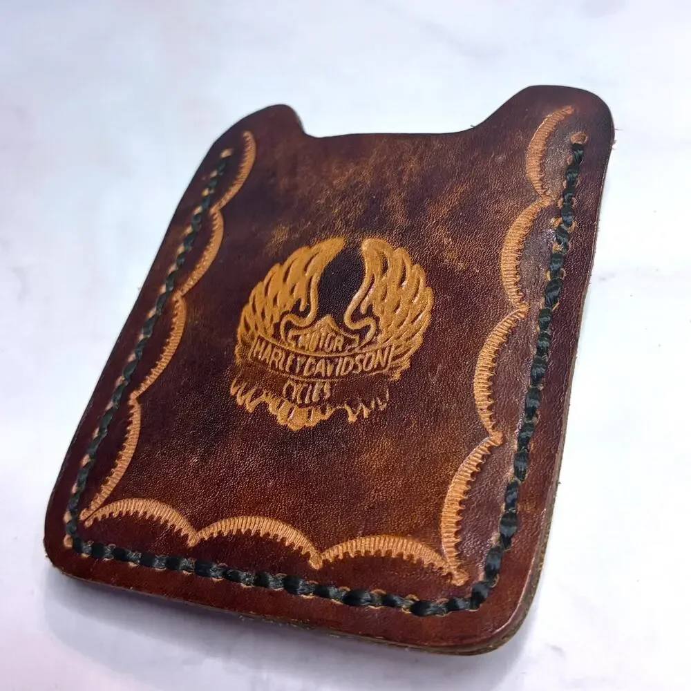 Harley-Davidson Tooled Leather Magnetic Money Clip Card Holder Belt Clip Biker